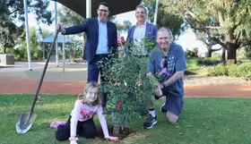 Mayor Mark Irwin, Patrick Gorman MP and a family