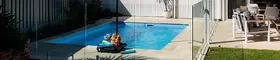 A fenced pool area