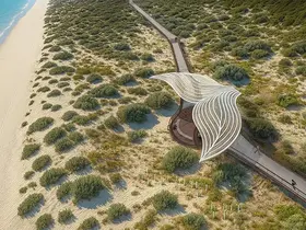 a walkway leading to a structure