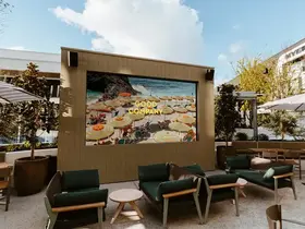 An outdoor screen at Good Company