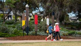 A group walking around Yokine Regional Open Space