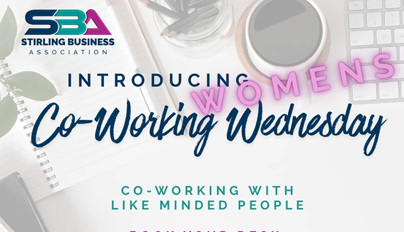 Promotional flyer for Co-Working Women's Wednesdays