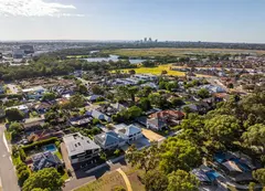Aerial view of a leafy suburb