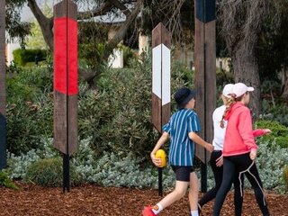 Image of community members walking in Knight Avenue Reserve in Yokine