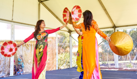Two women dancing