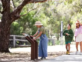 People walking along the Lake Gwelup Story Trail