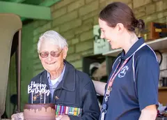 A man celebrating his 100th birthday
