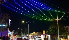a street with many lights