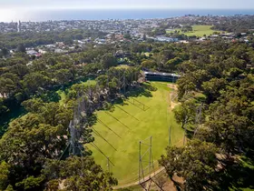 Aerial view of the driving range