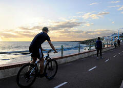 Cyclist on bike path
