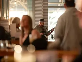 A live music performer at Scarborough Beach Bar