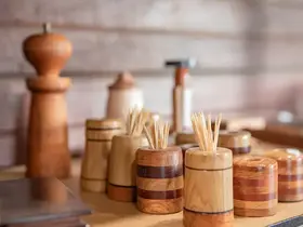 Wooden toothpick holders