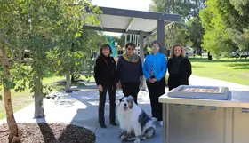 Cr Stephanie Proud JP, locals Katherine and Sandra and Cr Elizabeth Re at Bradley Reserve, which recently received an upgrade.