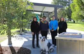 Cr Stephanie Proud JP, locals Katherine and Sandra and Cr Elizabeth Re at Bradley Reserve, which recently received an upgrade.