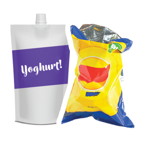 Yoghurt container and chip bag wrapper