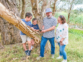 A family using the Play Trails app