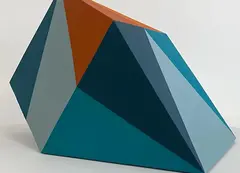 a blue and orange triangular object