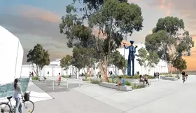 An artist's concept of the forecourt works
