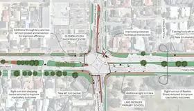 A diagram of the Jon Sanders Drive intersection
