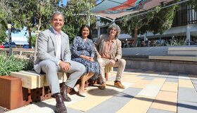 Mayor Mark Irwin, Cr Andrea Creado and Frank Mitchell