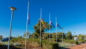 City of Stirling Administration Centre flags at half mast