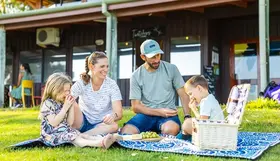 A family picnic outdoors