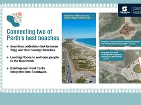 a collage of a beach