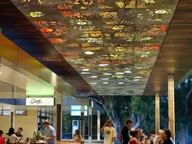 Illuminated soffit artwork spanning 43 metres in length